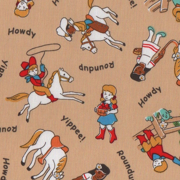 Tissu FQ pour cow-boys et cow-girls, Fat Quarter en coton Ranch de contes de contes, Matériaux pour enfants Royaume-Uni