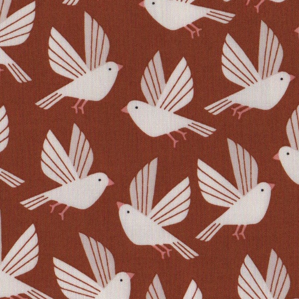 Bird Fabric FQ, Loes Van Oosten Cotton Fat Quarter, Chocolate Geometric Material UK