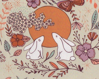 Rabbit Cotton Quilting Fabric Fat Quarter FQ: Moon Stories in Five