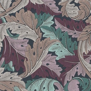 William Morris-stof FQ, art-nouveaustof Fat Quarter, staand acanthusmateriaal in pruim VK