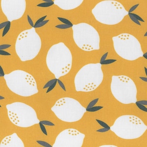Lemon Fabric FQ, Paintbrush Studios, Fruity Cotton Fat Quarter UK, Bright Yellow Material