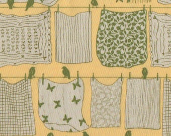 Tela acolchada de algodón y lino fresco Fat Quarter FQ: Tendedero de Katie O'Shea