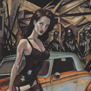 Zombiestof halve werf, katoenen stof Alexander Henry, pinup-materiaal VK, gotische print