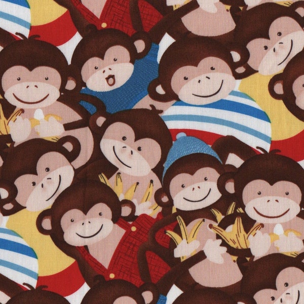 Monkey Fabric FQ, Monkey Business Cotton Fat Quarter, Pile de singes, Kids Fabric UK