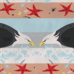 Tela de algodón para patchwork Charley Harper, cuarto de metro (FAT Quarter): Vanishing Birds - Coastal Eagle