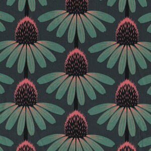 Anna Maria Horner Fabric FQ, Echinacea in Dim, Cotton Fat Quarter, Teal Green Fabric UK