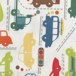 Tissu matelassé en coton pour voitures Alexander Henry Fat Quarter de la collection Beep Beep pour les enfants qui aiment les transports