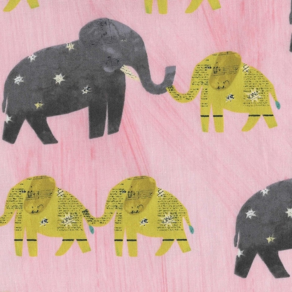 Elephant Fabric FQ, Millennial Pink Cotton Fat Quarter UK, Carrie Bloomston Wish Material
