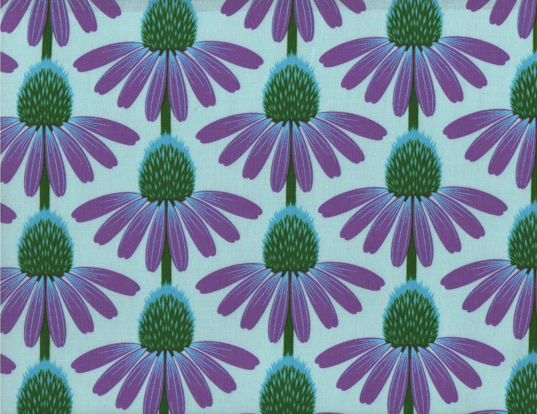 Anna Maria Horner Fabric Remnant, Echinacea in Grape, Cotton Offcut, Geometric Flower Material ...
