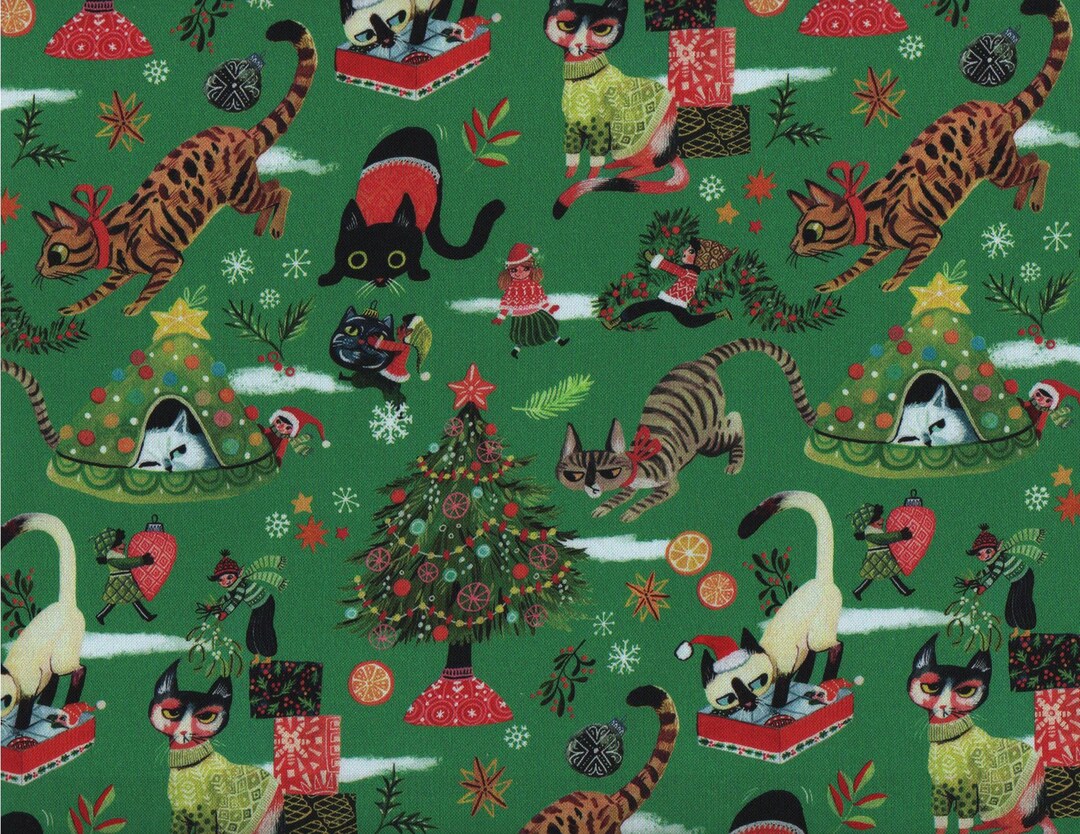 Christmas Cat Fabric FQ Not Ameowsed Cotton Fat Quarter Etsy