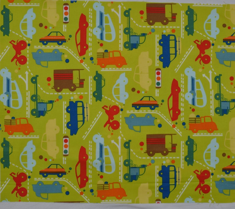 Car Fabric FQ Alexander Henry Beep Beep Green Cotton Fat Quarter Free Post UK