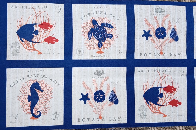 Free Post UK Hidden Cove Beach Destinations Panel Block Sea Ocean Fabric
