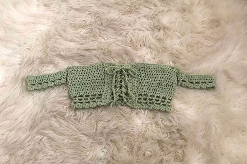 Crochet petals lace front off the shoulder crop top