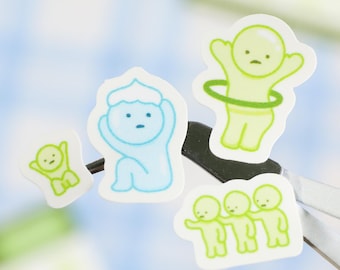 Adesivi Kawaii Green Guys: decalcomanie in vinile ispirate a Smiski