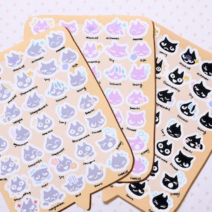 AC Cat Emotion Reaction Sticker Sheet: Mood Tracker, Planner Stickers