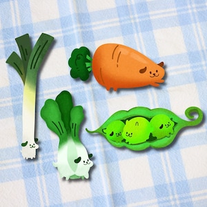 Sticker végétarien pour chien | Légumes mignons, poireaux, carottes, bok choys, petits pois, chiens mignons, sticker Bullet Journal, stickers végétariens mignons, nourriture mignonne