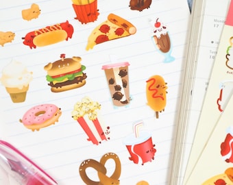 Junk Food Dog Sticker Sheet | Kawaii Snack Stickers