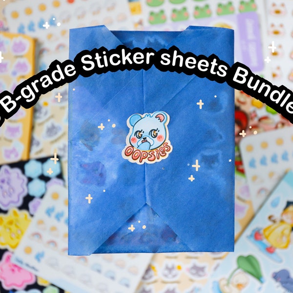 5 B Grade sticker sheets bundle + Freebies | Oops sticker sheet, B grade stickers, sticker sheet bundle, B-Grade Stickers,Surprise Blind bag