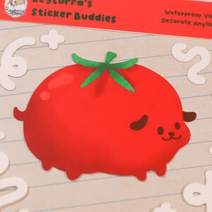 Sticker chien tomate | Légumes mignons, chiens mignons, sticker Bullet Journal, stickers végétariens mignons, nourriture mignonne