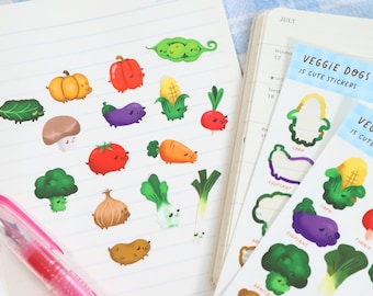 Veggie Dog Stickers: Kawaii Waterproof Planner Stickers