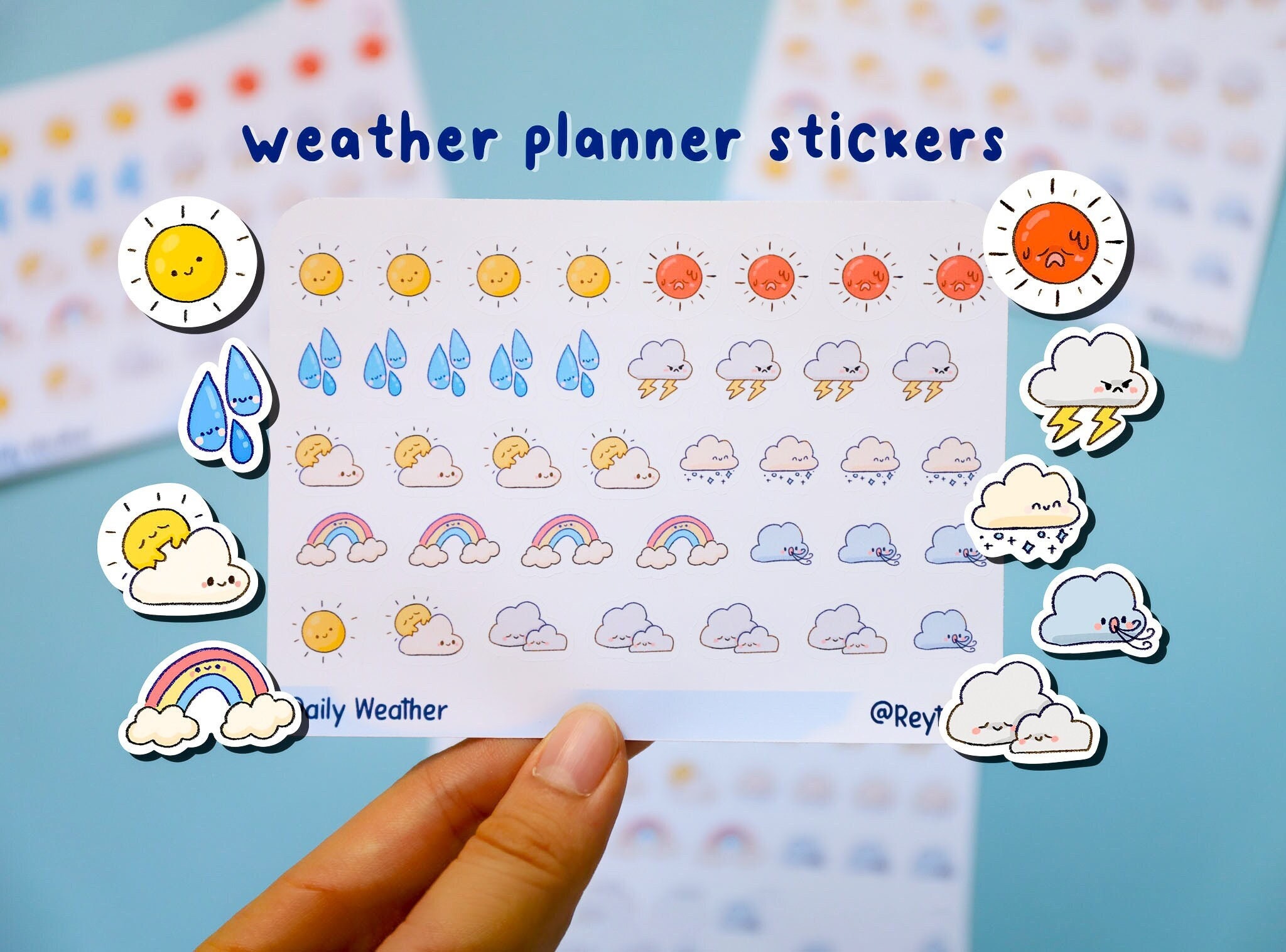 I105 - WEATHER STICKERS - weather planner stickers - for planner –  StickerMama
