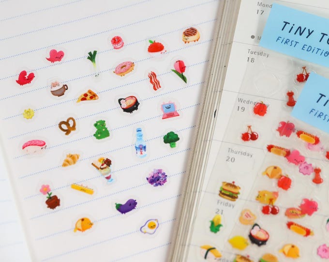 Micro Kawaii Characters Stickers Sheets l Tiny Stickers, transparent, waterproof