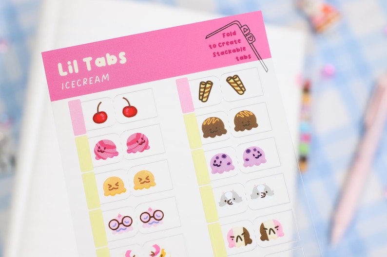 Ice Less Tab Ice Cream Tabs for Notebook Organizing - Fold Over Tabs - Etsy