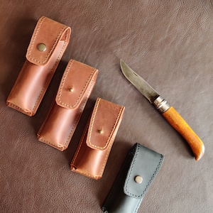 Fodero in pelle per coltello tascabile e coltello pieghevole per Opinel