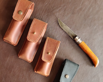 Leather Pocket Knife Sheath Folding Knife Case for Opinel
