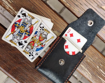 Funda para naipes, estuche de viaje para naipes, funda para guardar naipes de póker, estuche de cuero para barajas, estuche personalizado para naipes