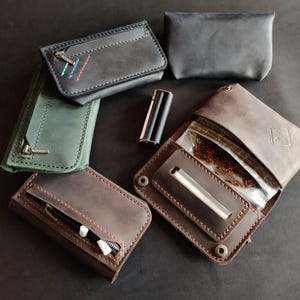 Leather Tobacco Pouch Pipe Pouch Handmade Tobacco Case Cigarette Bag Smoker Gift BAYERN model