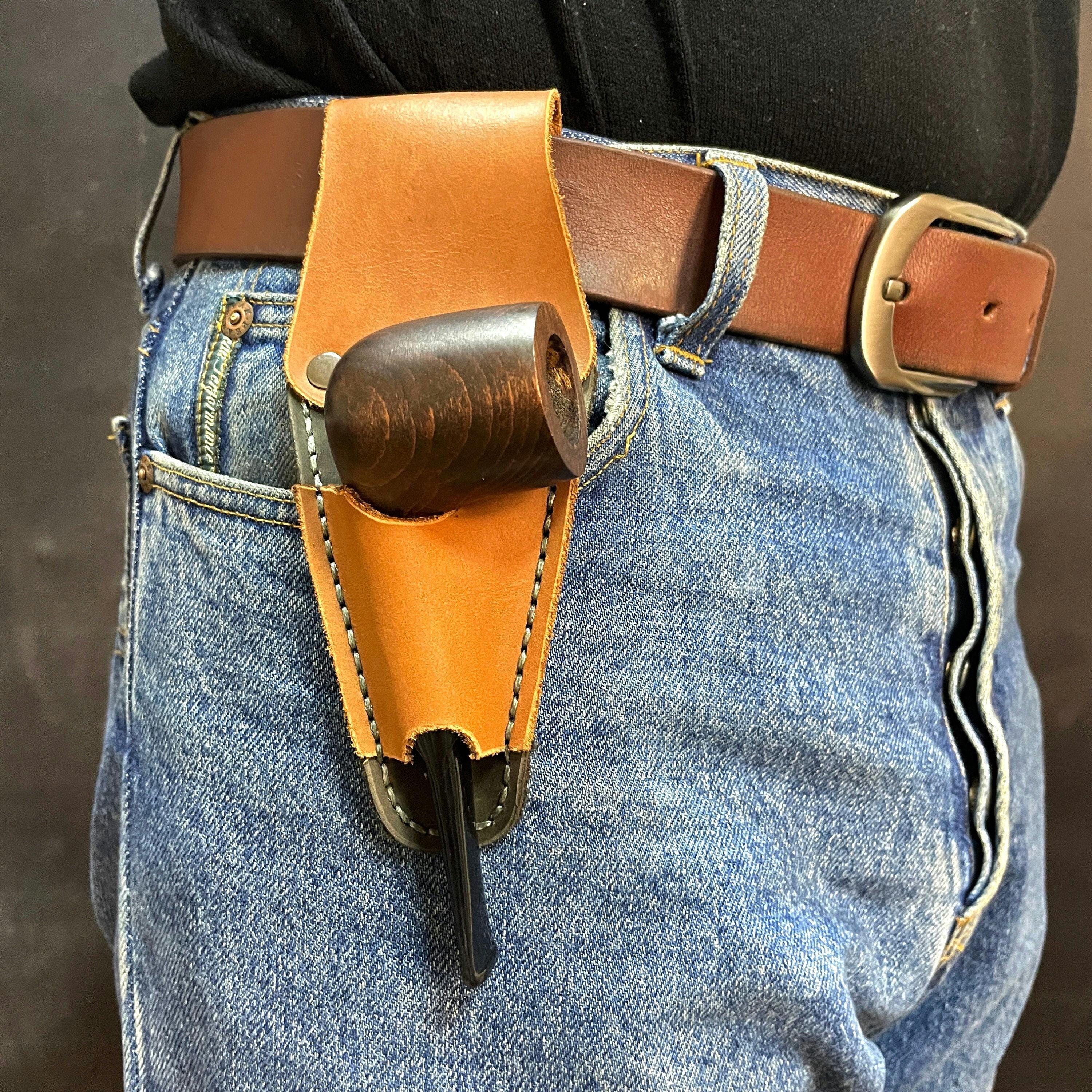 Leather Pipe Belt Holster Single Pipe Pouch Smoking Pipe Holder