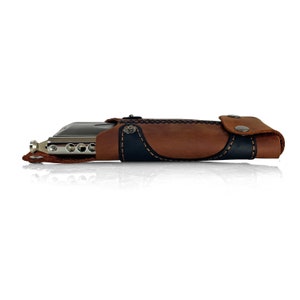 Leather harmonica pouch, Leather harmonica case, Leather harp case, Harmonica holder, Harmonica accessories image 7