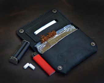 Leather Tobacco Pouch Pipe Pouch Handmade Tobacco Case Cigarette Bag Smoker Gift BAYERN model