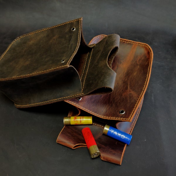 Leather Shotgun Shell Carrier Ammo Pouch Shooting Bag