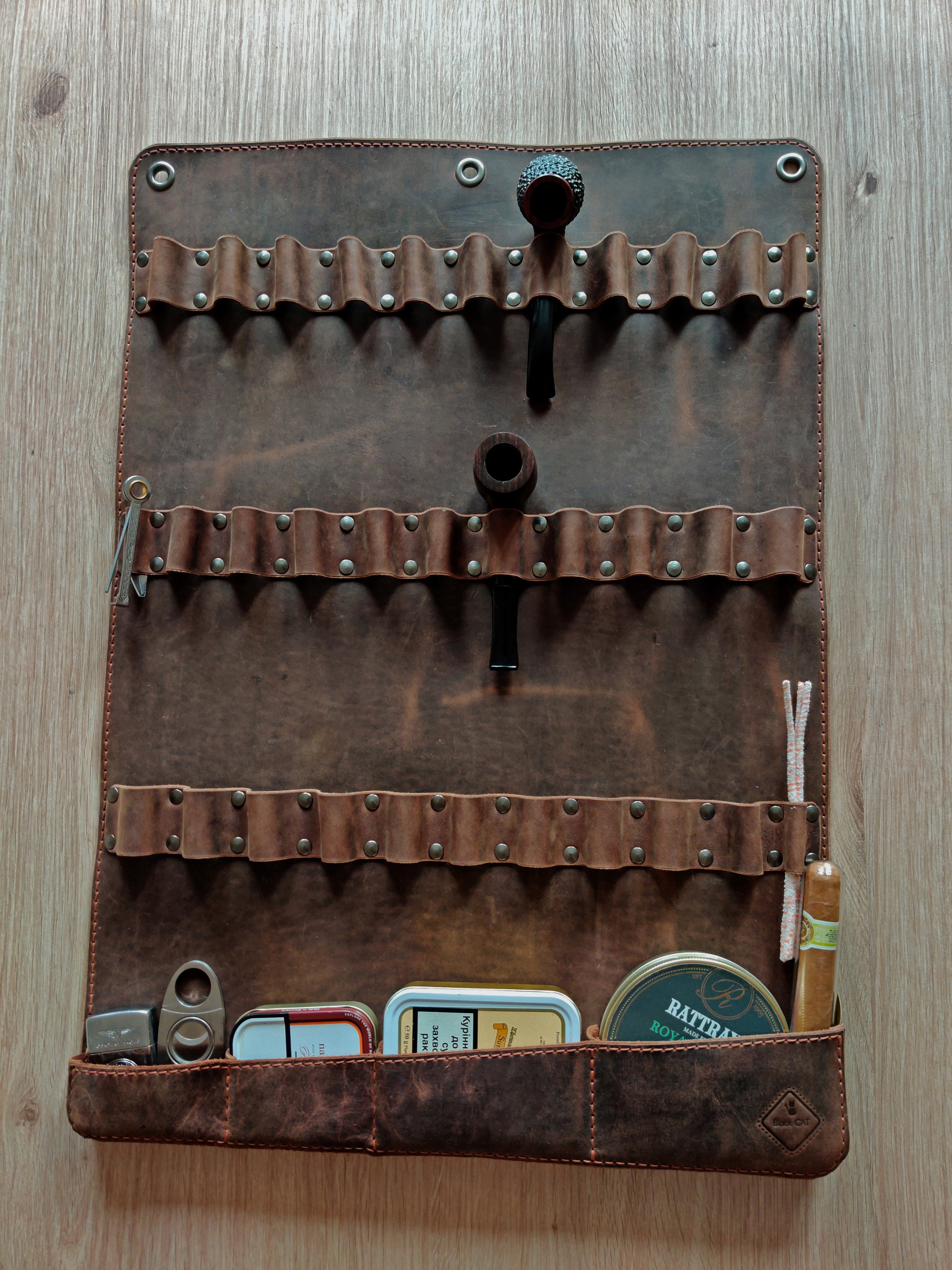 Smoking Pipe Holder Leather Wall Pipe Hanger Wall Mount Organizer for ...