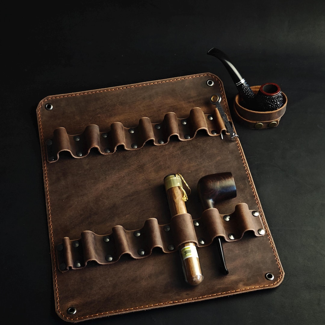 Smoking Pipe Holder Leather Wall Pipe Hanger Wall Mount Organizer for ...