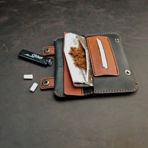 Leather Tobacco Pouch Pipe Pouch Handmade Tobacco Case Cigarette Bag Smoker Gift LISBOA model