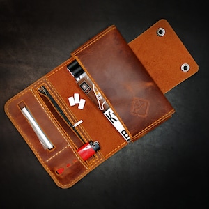 Leather Tobacco Pouch Pipe Pouch Handmade Tobacco Case Cigarette Bag Smoker Gift Neapolis model