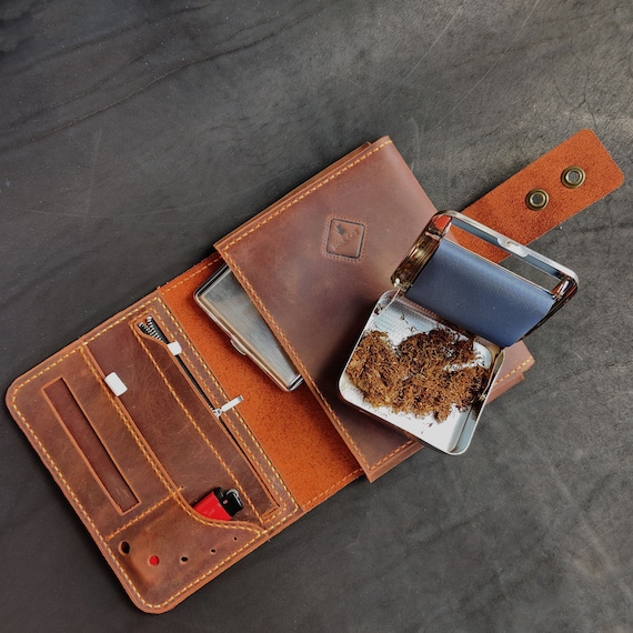 Leather Tobacco Pouch Pipe Pouch Handmade Tobacco Case Cigarette Bag Smoker  Gift