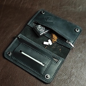 Leather Tobacco Pouch Pipe Pouch Handmade Tobacco Case Cigarette Bag Smoker Gift ROME model