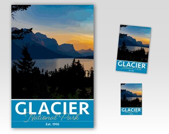 Glacier National Park Vintage Travel Poster