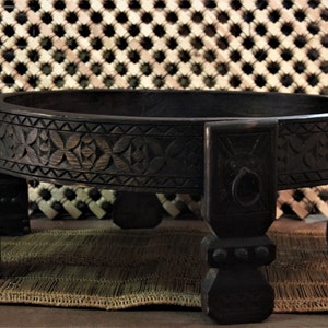 unique coffee table. Carved Coffee Table, foldable table, round wooden table, moraccan table, moroccan bedding, round end table, tea table