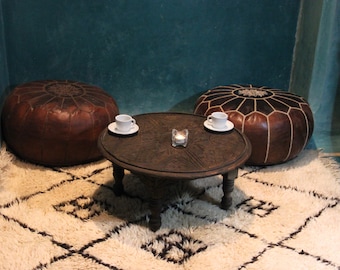 unique coffee table. Carved Coffee Table, foldable table, round wooden table, moraccan table, moroccan bedding, round end table, tea table