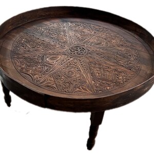 Arabic Table Unique Coffee Table. Carved Coffee Table Round