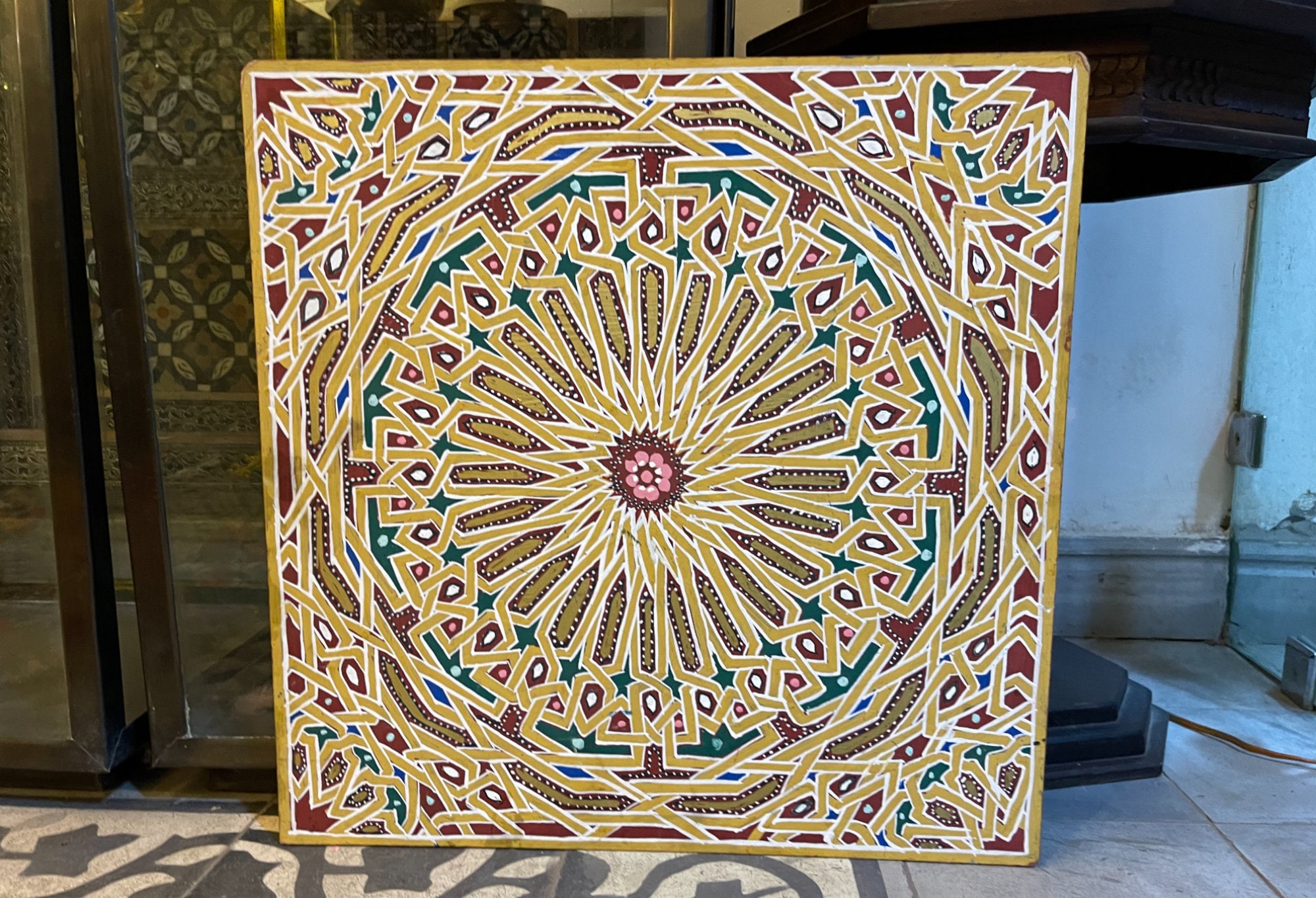 NEW2023/ Set of 4 DIY Moroccan Masonite Wood Wall-paper Square Board,  39.350cm Adhesive Masonite Wallpaper, Masonite for Painting Walls 