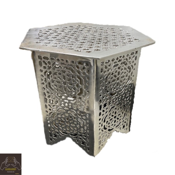 Aluminum table,  craved Aluminum table,, Moroccan Aluminum table, coffee table, Moroccan engraving.