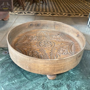 Arabic Table, unique coffee table. Carved Coffee Table, round wooden table, Moroccan table, round table,  living room furniture,