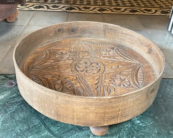 Arabic Table, unique coffee table. Carved Coffee Table, round wooden table, Moroccan table, round table,  living room furniture,