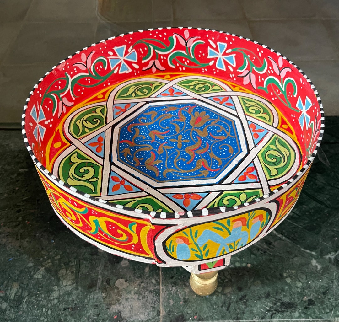 Painted Coffee Table. Carved Coffee Table Foldable Table Etsy